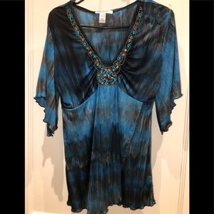 Womans White Style & Co Embellished Blouse Size M